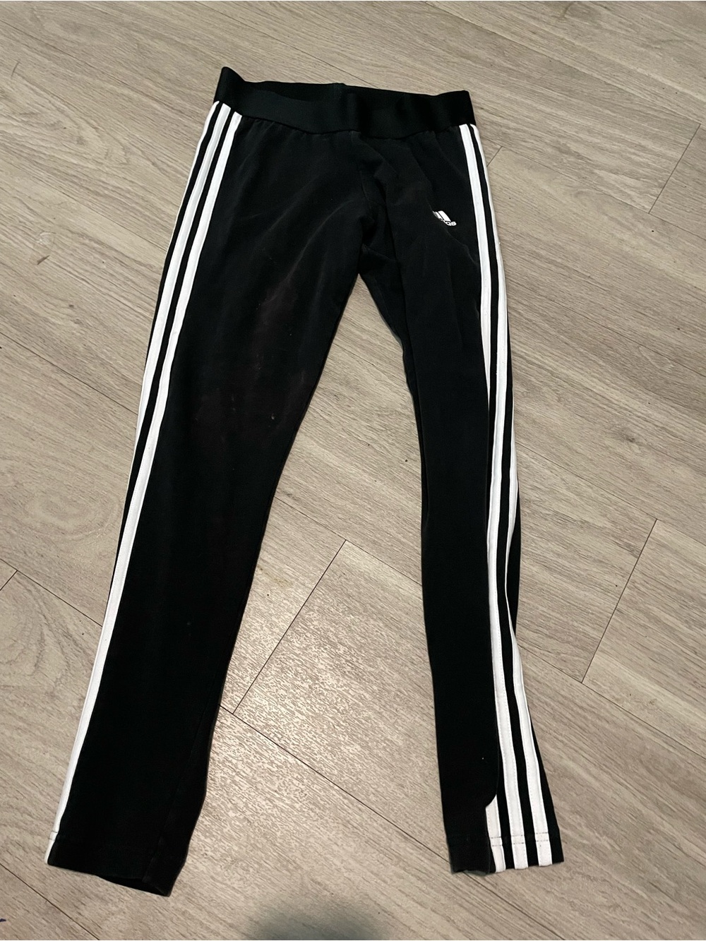 adidas Black Leggings with White Side Stripes